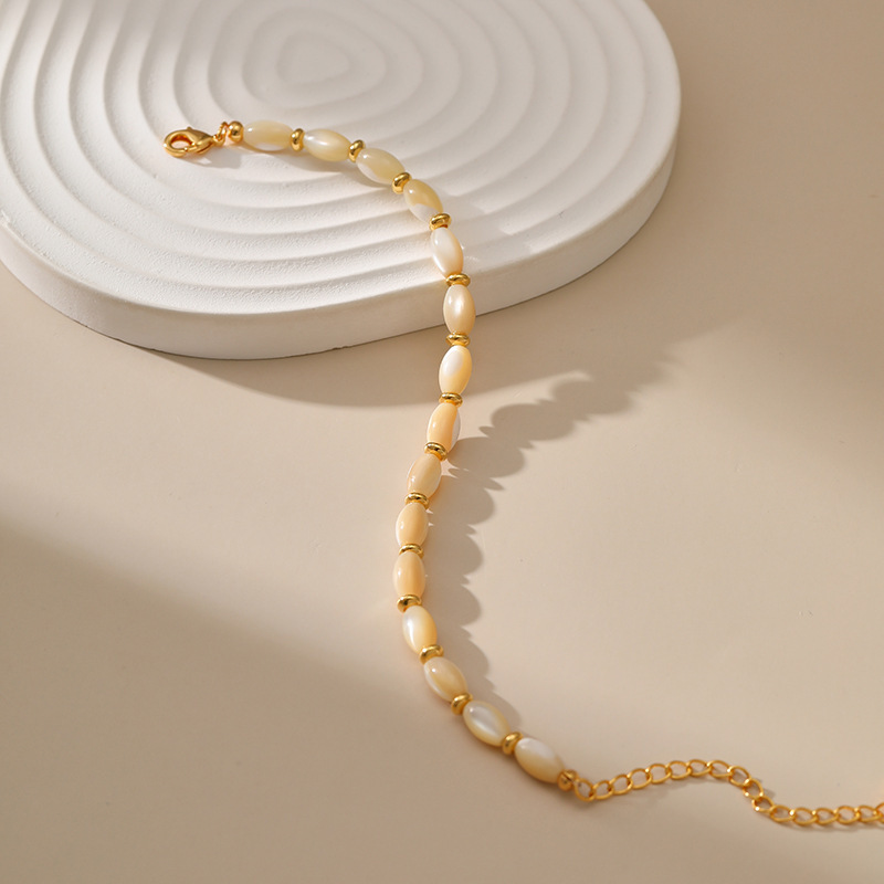 18K Golden Plated Shell Bead Bracelet Vintage Style Copper Jewelry